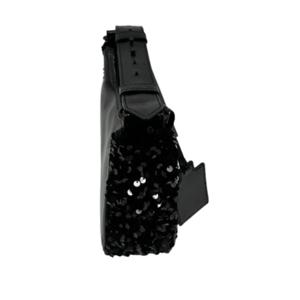 Nicole Miller New York Black Sequin Shoulder Bag Evening Purse Handbag Y2K Style